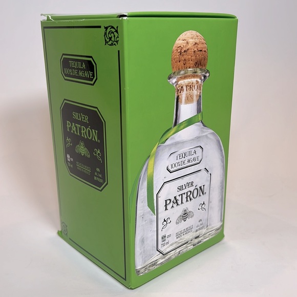 750 ml Silver Patron Tequila Empty Glass Bottle with Box - Picture 9 of 9